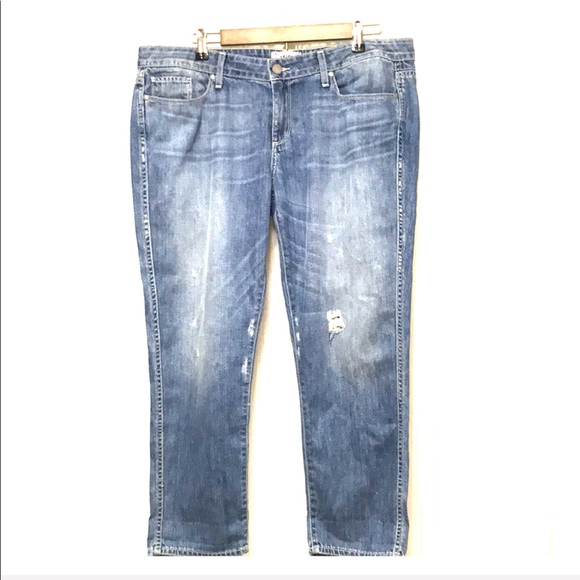 Paige Jimmy Jimmy Crop Distressed Jeans Size 32 - Picture 2 of 10